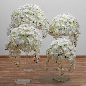 YOPIN-1439 Customized Artificial White Orchid Flower Ball Centerpieces For Wedding Decoration