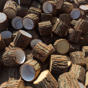 TC DIY Wood Succulent <strong>Vase</strong> <strong>Flower</strong> Bucket Bark Pot Floor Planter For Christmas Tree Home Garden Decoration - Product Image 6