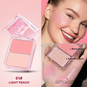 Vente en gros 2 en 1 Palette de fard <span class=keywords><strong>à</strong></span> joues crème en plastique rose longue durée étanche Contour des joues fard <span class=keywords><strong>à</strong></span> joues aqueux mat - Product Image 2