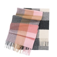 Écharpe longue 100 % laine style coréen pour femmes et hommes adultes, motif écossais, chaude pour l'hiver, avec pompons, cache-cou