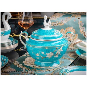 Juego de Vajilla de Porcelana Europea de 60 Piezas con Juego de Tazas, Diseño de <span class=keywords><strong>Palacio</strong></span> <span class=keywords><strong>Chino</strong></span> con Patrón Escénico, Minimalista, para Uso en Hoteles - Product Image 3