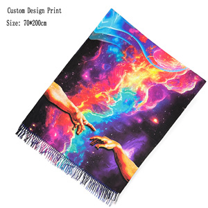Bufanda de Cachemira de Alta Calidad, 2 en 1, Grande, Unisex, con Protección UV, para Fiestas Rave, Chal, Pashmina, para Festivales de Música, Baile - Product Image 4