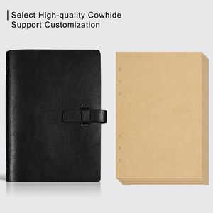 Biểu tượng tùy chỉnh cổ điển mềm da Loose-Leaf <span class=keywords><strong>A5</strong></span> văn phòng kinh doanh máy tính xách tay du lịch Kỷ lục Nhật ký Tạp Chí chương trình nghị sự chất kết dính - Product Image 5
