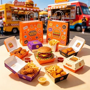 Custom Fast Food Packaging Takeaway Food Burger Box Packaging Custom Wings Fried Chicken French Fries Packaging Box - Product Image 3