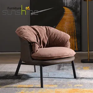 편안한 거실 의자 패브릭 침실 의자 단단한 금속 브래킷 소파 의자