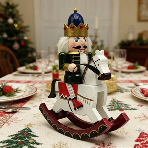 Figurine de soldat <span class=keywords><strong>casse</strong></span>-noisette de Noël en bois de 28 cm, cheval à bascule, statuette décorative pour la maison, le bureau, cadeau de fêtes, vente en gros - Product Image 3