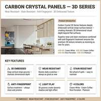 Panneau de revêtement mural en cristal de carbone 3D 8 mm, rayures en relief, blanc crème, platine, résistant à l'usure, anti-taches, bureau, hôtel, villa