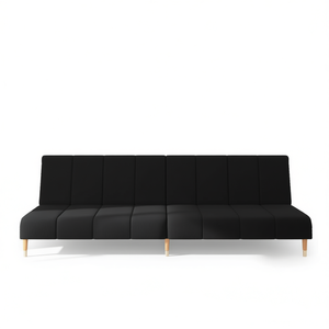 Canapé-lit 2 places en polyester noir, cadre en bois, design moderne, meubles de salon - Product Image 1