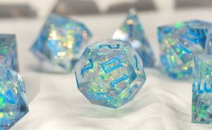 Dado Hecho a Mano para D&D, Juego Completo de Dados para <span class=keywords><strong>Dungeons</strong></span> and Dragons, Dados para Juegos de Rol de Mesa - Elfo Azul - Product Image 3