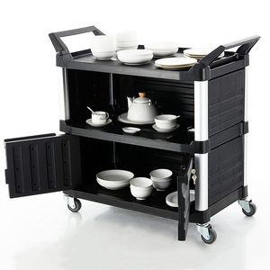 Hotel Service Cart Plastic 104x51x95cm 4 Swivel Caster Multipurpose Trolley For Hotel Cleaning Food Transport - Product Image 3