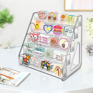 Organisateur de rangement transparent à 3 couches en acrylique pour cartes à collectionner, type sur pied, avec fermeture à clip, pour cartes sportives, cartes PSA, photocartes, CD et vinyles - Product Image 4