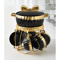 Batterie de Cuisine Céramique Dorée Meilleure Vente, Ensemble de Casseroles et Bols en Céramique pour Soupe
