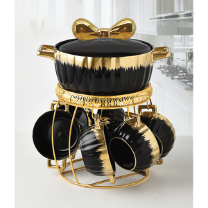 Bộ nồi chảo gốm sứ mạ vàng bán chạy, gồm nồi nấu súp và bộ bát đĩa - Product Image 2