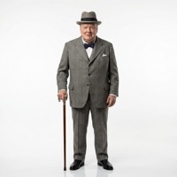 Figurine en cire de silicone grandeur nature de Winston Churchill avec cigare et canne, Premier ministre britannique de la Seconde Guerre mondiale, fabrication directe sur mesure pour musée