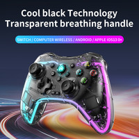 Nuevo Control Inalámbrico RGB para Juegos, Joystick para Android y PC, Control Transparente de Cristal Recargable para NS Switch, PS3 y PS4