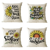 Housse de coussin carrée de luxe, imprimé tournesol et lettres, style nordique, pour canapé, coussin décoratif pour la maison