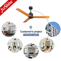 Ventilador de Techo 1stshine de 52 Pulgadas, 220v, 6 Velocidades, Control Remoto, Ventilador de Techo Nórdico de Madera con Motor DC