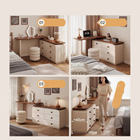 Coiffeuse de maquillage pour chambre à coucher avec commode rétractable à 6 tiroirs