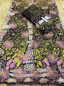 Nouveau modèle de tissu Ankara <span class=keywords><strong>en</strong></span> coton peigné brodé africain, style imprimé wax, 100 % coton, avec sequins, pour filles et garçons, poids moyen - Product Image 5