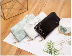 Fashionable Women's Wallet New Korean Style Zipper Marble Mini Bag Long Ladies Purses