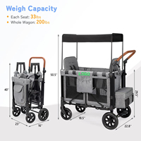 Poussette-chariot multifonctionnelle robuste à 2 places, pliable, avec cadre en acier inoxydable, tissu Oxford 600D, tout-terrain, pour 2 enfants