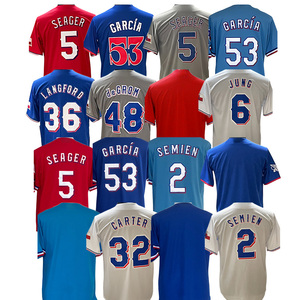 Venta al por mayor de camisetas de béisbol 2026 nuevas y económicas, con costuras de alta calidad, del equipo estadounidense Texas, personalizadas para todos los jugadores: 53 <span class=keywords><strong>Garcia</strong></span>, 5 Seager, 6 Jung - Product Image 2