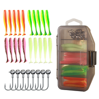 Kit de 33 leurres de pêche en eau douce 18*8.5*3cm 147g en PVC, leurres souples bioniques à queue de pagaie, vers artificiels pour achigan, hameçons jig head pour rivière, lac, ruisseau