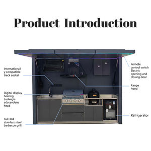 Cuisine pliante extérieure moderne et créative en aluminium, écologique, avec <span class=keywords><strong>barbecue</strong></span> intégré, robinet, tiroir, panier, montage rapide - Product Image 2