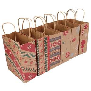 Bolsas de Regalo de Navidad de <span class=keywords><strong>Papel</strong></span> <span class=keywords><strong>Kraft</strong></span> Reutilizables Personalizadas con Asas, Bolsas para Envolver Regalos, Dulces y Golosinas - Product Image 6
