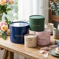Boîte à fleurs rigide personnalisée avec logo, boîte à chapeau ronde pour l'emballage des roses