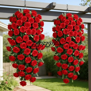 Wan Lisen Artificial Rose Wall Hanging Decoration Plastic Silk <b>Flower</b> <b>Basket</b> <b>For</b> Indoor Outdoor Decor - Product Image 4