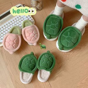 Chaussons d'intérieur unisexes automne-hiver, doux et moelleux, motif tortues de dessin animé mignonnes, chauds, confortables, tendance, avec doublure en EVA, PVC/PU brodé - Product Image 1