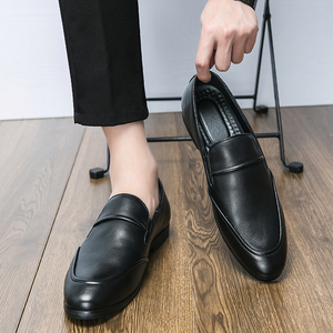 Cómodos zapatos Oxford de cuero para hombre Patrón sólido Formal Slip-On Estilo siguiente Gran promoción QS111A159 - Product Image 2
