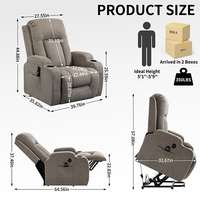 Fauteuil inclinable électrique à moteur unique en gros avec massage par vibration à 8 points, chauffage du dos, port de charge USB