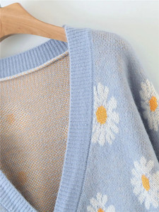 Cárdigan con estampado Floral para <span class=keywords><strong>Mujer</strong></span>, suéter <span class=keywords><strong>de</strong></span> <span class=keywords><strong>punto</strong></span>, <span class=keywords><strong>jersey</strong></span> <span class=keywords><strong>de</strong></span> manga larga con cuello <span class=keywords><strong>de</strong></span> pico, cárdigan holgado <span class=keywords><strong>de</strong></span> gran tamaño para <span class=keywords><strong>Mujer</strong></span>, abrigo informal, <span class=keywords><strong>Jersey</strong></span> para <span class=keywords><strong>Mujer</strong></span> - Product Image 5