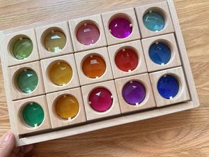 Thiết kế mới Montessori cầu vồng Xếp Chồng Đồ chơi xem qua khối xây dựng luicte đá quý cho trẻ em mở chơi - Product Image 3