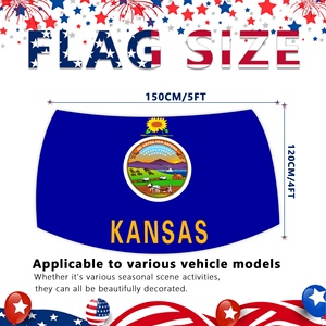 Wholesale American Kansas Sublimation Car Hood Cover Flag Elastic Polyester Car Flag for Holiday Road Trip Rally Flag Outdoor - Product Image 2