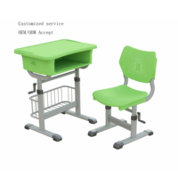 Ensemble moderne de bureau et chaise réglables à manivelle avec tiroir pour salles de classe et ateliers