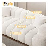 Tela blanca nórdica, tecnología de 4 plazas, sofá de tela, sala de estar, tres teclas de Piano Catproof, sofá Caterpillar, muebles para el hogar Linsy