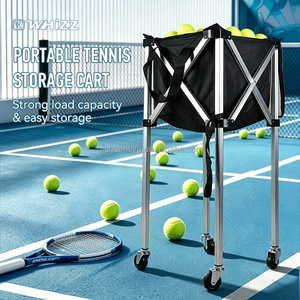 Chariot pliable à roulettes pour balles de <span class=keywords><strong>tennis</strong></span> et pickleball, chariot d'entraînement sportif avec sac de rangement, organisateur portable pour balles de baseball - Product Image 3