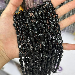 Matériaux bruts pour la fabrication de bijoux : Perles en pierre d'obsidienne <span class=keywords><strong>acajou</strong></span> de forme libre 6*8mm, brin de 38cm - Product Image 6