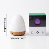 Veilleuse rechargeable en forme d'œuf, lampe de table portable RGB avec base en bois, lumière d'ambiance LED à commande tactile pour bureau