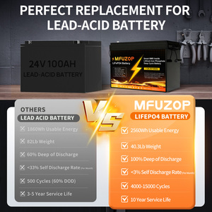 แบตเตอรี่ MFUZOP Lifepo4 24V 100AH พร้อมระบบจัดการแบตเตอรี่อัจฉริยะ (Smart BMS) ในตัว ลิเธียมไอรอนฟอสเฟต แบบ Deep Cycle 12.8V 25.6V 100AH 200AH 300AH - Product Image 6