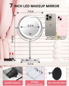 Wholesale Portable 360 Degrees Rotatable Double-Sided <b>LED</b> Metal Decorative Contemporary Design <b>Makeup</b> <b>Mirror</b> - Product Image 2