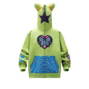 Sweat à capuche 100% coton à fermeture éclair intégrale, vert, de haute qualité, fermeture éclair intégrale, sweat-shirt vierge, logo personnalisé, sweat à capuche lourd - Product Image 2