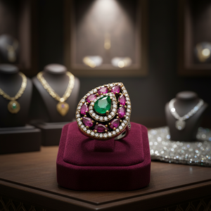 New Fashion Ottoman Design Wholesale Handcrafted Authentic 925 <b>Silver</b> <b>Ring</b> <b>Emerald</b> Ruby Stone - Product Image 3