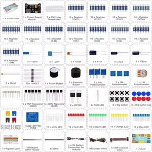 Kit éducatif JTW Arduino Uno R3 avec plateau de connexion 830 points, résistances, condensateurs, diodes, module de démarrage pour débutants - Product Image 2