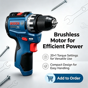 Taladro <span class=keywords><strong>Bosch</strong></span> GSR12V-31 de 12V sin escobillas, luz LED de doble velocidad, <span class=keywords><strong>destornillador</strong></span> eléctrico portátil para bricolaje, mantenimiento y construcción - Product Image 3