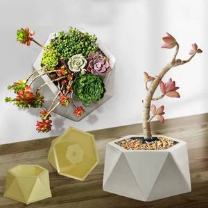 Easy-to-release reusable Para Macetas hexagonal <b>succulent</b> cement <b>pot</b> thickened silicone mold - Product Image 1