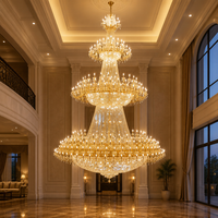 Lustre LED de luxe Senfey personnalisé, grand, multi-niveaux, en cristal K9 doré, hauteur réglable, télécommande, pour escalier long et plafond